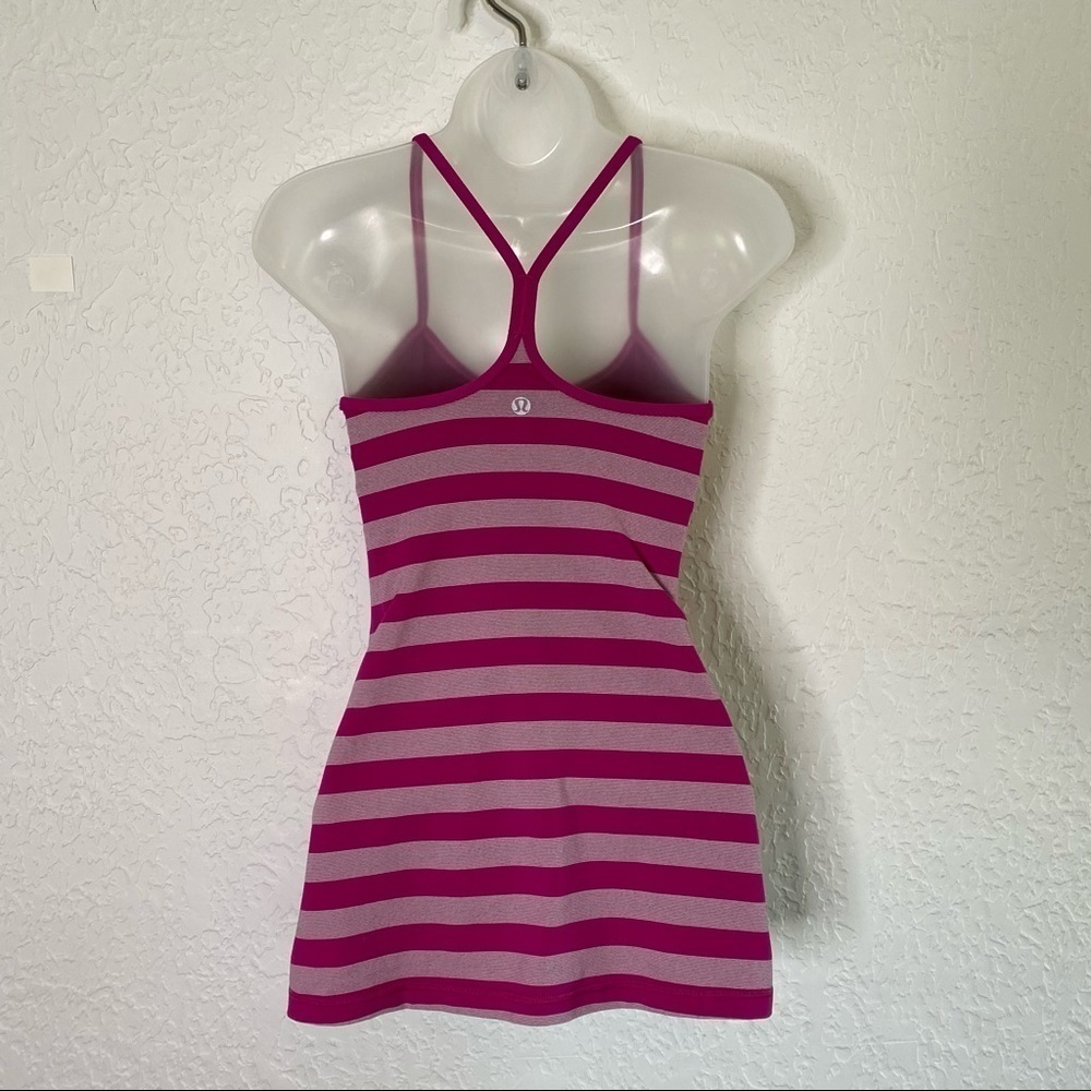 Lululemon Power Y Tank Luon striped Raspberry Size 4 - Picture 7 of 11